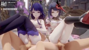 Watch Raiden Shogun x Kujou Sara【Genshin Impact】 [中文字幕]  on Henbaka Hentai English Subbed Download and Streaming For Free